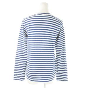PLAY Comme des Garçons 長袖Tシャツ カットソー ロンT クルーネック レッドハート ボーダー 総柄 L 青 ブルー /AO21