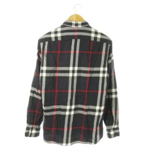 BURBERRY BRIT ボタンダウンシャツ 長袖 コットン チェック 総柄 M 紺 ネイビー /AO14 GY19