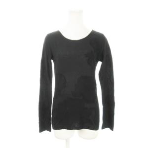 カットソー ラウンドネック 長袖 フリンジ ジャガード 刺繍 2 M 黒 ブラック /AH7 GY19
