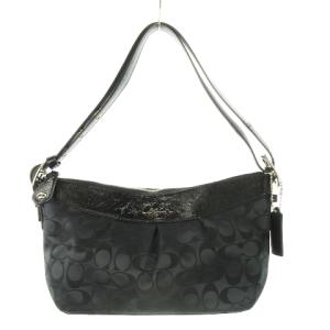 ハンドバッグ ワンショルダー キャンバス ジャカード レザー 革 ロゴ シグネチャー 黒 ブラック F15511