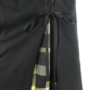 BLUE LABEL CRESTBRIDGE 近年モデル ロングスカート フレア 切替 チェック レースアップ リボン 36 S 紺 ネイビー /AO23