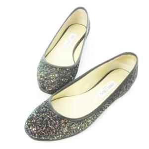 パンプス フラットシューズ バレエ グリッター レザーパイピング 大きいサイズ 40 27.0cm 黒