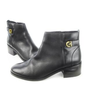 COLE HAAN ショートブーツ レザー 革 ロゴ ゴールド金具 ベルト 10 28.0cm 黒 ブラック /CK5 GY19