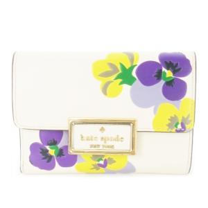 リーガン パンジー プリント ミディアム フラップ ウォレット 二つ折り財布 小銭入れあり レザー 革