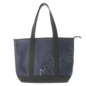トートバッグ ナイロン ボンディング 切替 プリント ロゴ 紺 ネイビー /CK14 GY01