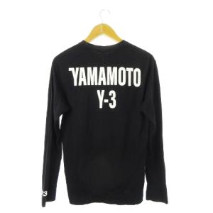 Y-3 Tシャツ カットソー ロンT クルーネック 丸首 長袖 プリント ロゴ XS 黒 ブラック GK4369
