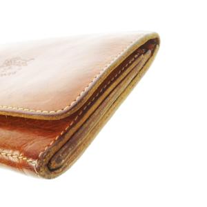 IL BISONTE 二つ折り財布 ウォレット 小銭入れあり レザー 革 ロゴ型押し ツヤ感 茶 ブラウン /CK29 GY01