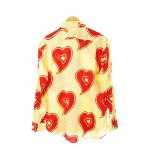 PAUL SMITH コットンシャツ ガーゼタッチ レギュラー 長袖 プリント ハート柄 総柄 M ベージュ /CK17 GY01