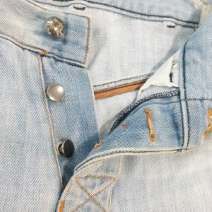 EMPORIO ARMANI デニムパンツ ジーンズ ストレート ボタンフライ ダメージ加工 46 S 青 ブルー /AO21 GY01