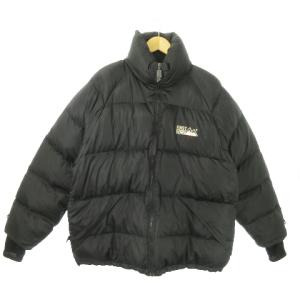 ダウンジャケット スタンドカラー ジップアップ ロゴ フィンガーホール 黒 ブラック /AO14 GY01