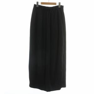 ヒザデルパンツ サテン ワイド イージー ロゴ 刺繍 XS 黒 ブラック IN051 /XZ GY43