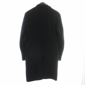 EDIFICE チェスターコート アウター ウール ロング チェック柄 総柄 44 S 紺 ネイビー /XZ GY43