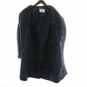 EDIFICE チェスターコート アウター ウール ロング チェック柄 総柄 44 S 紺 ネイビー /XZ GY43