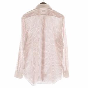 Finamore シャツ ドレスシャツ 長袖 ストライプ 総柄 40 L 赤 レッド 白 ホワイト /XZ GY43