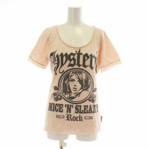 Tシャツ カットソー 半袖 クルーネック ロゴ ガールズプリント F ピンク /XZ GY43