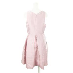 EMPORIO ARMANI ワンピース ひざ丈 ノースリーブ シルク混 絹 ツヤ感 シャンタン生地 42 L ピンク パープル /AH18