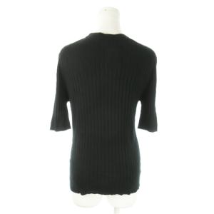 JOHN SMEDLEY ニット セーター リブ ラウンドネック 五分袖 M 黒 ブラック /AO14 GY43