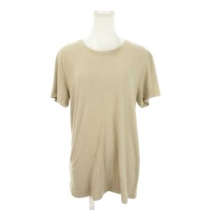 SILK TEE Tシャツ カットソー ラウンドネック 半袖 シルク 絹 ネップ M 茶 ブラウン /MN20