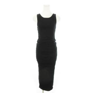 ロングワンピース ノースリーブ バックシャン ギャザー ストレッチ 1 S 黒 ブラック /MN17 GY43