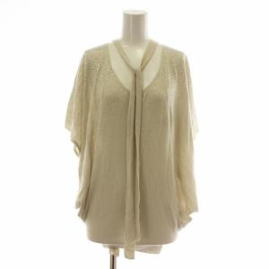 ブラウス ポンチョ ニット Vネック ラインストーン ビジュー グレー /XZ GY43