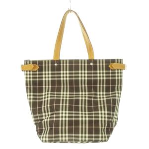 トートバッグ キャンバス ナイロン レザー ノバチェック 総柄 茶 ブラウン /AH20 GY43