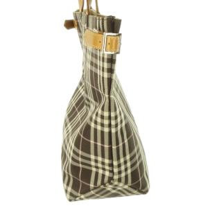 BURBERRY BLUE LABEL トートバッグ キャンバス ナイロン レザー ノバチェック 総柄 茶 ブラウン /AH20 GY43
