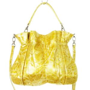 ハンドバッグ ショルダーバッグ 2way エナメル シワ加工 ムラ染め 黄 イエロー /AH12 GY43