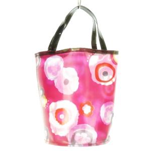 ビニールバッグ バケットバッグ クリアバッグ フラワー 花柄 総柄 ピンク /AH13 GY43