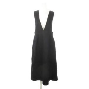 ジャンパースカート フレア ロング ウール 11AR 黒 ブラック /AH8 GY43