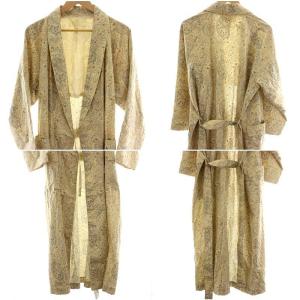 ETRO スプリングコート ガウン ロング オーバーサイズ 背抜き ウエストベルト ペイズリー柄  L ベージュ