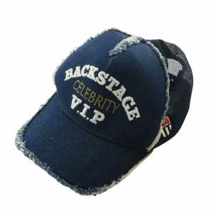 帽子 メッシュキャップ デニム ロゴ 刺繍 インディゴ 紺 ネイビー /XZ GY03