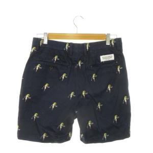 WACKO MARIA The Guilty Parties ショートパンツ チノ FUCK ヌードレディー 総柄 M 紺 ネイビー