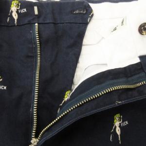 WACKO MARIA The Guilty Parties ショートパンツ チノ FUCK ヌードレディー 総柄 M 紺 ネイビー