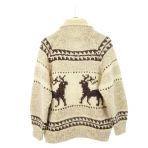 FIRST DOWN FIRSTDOWN カウチンセーター ニットジャケット ウール ノルディック 総柄 L ベージュ /AH25 GY03