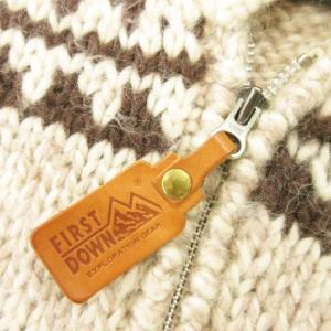 FIRST DOWN FIRSTDOWN カウチンセーター ニットジャケット ウール ノルディック 総柄 L ベージュ /AH25 GY03