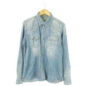 Big Holiday シャツ ウエスタン デニム ダンガリー 長袖 ロゴ刺繍 L 青 ブルー /AO12