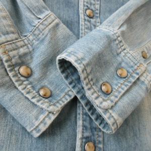 TMT Big Holiday シャツ ウエスタン デニム ダンガリー 長袖 ロゴ刺繍 L 青 ブルー /AO12