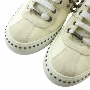 JIMMY CHOO スニーカー エナメル スエード ハイカット スタッズ 41 26cm 白 ホワイト /XZ GY19