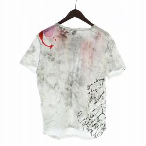 Berluti Tシャツ ペインティング マーブル カリグラフィ USED加工 L ホワイト