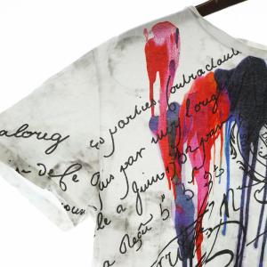 Berluti Tシャツ ペインティング マーブル カリグラフィ USED加工 L ホワイト