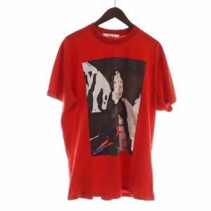 Tシャツ カットソー 半袖 ミケランジェロ ロゴ プリント XS 赤 レッド GY19 /MQ