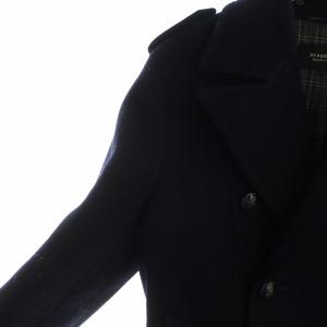 BURBERRY BLACK LABEL Pコート 裏地チェック柄 L ネイビー