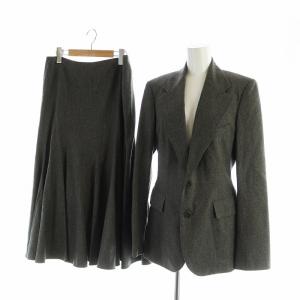 セットアップ 上下 テーラードジャケット ロングスカート 長袖 総裏地 ロゴ 8 XL グレー GY18
