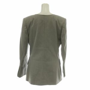 Christian Dior ヴィンテージ ノーカラージャケット ウール シングル 5B 総裏地 肩パッド 11 L グレー /XZ