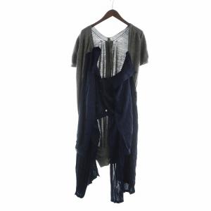 ロングワンピース 変形 ニット SS グレー ネイビー JT-O038