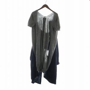 JUNYA WATANABE ロングワンピース 変形 ニット SS グレー ネイビー JT-O038