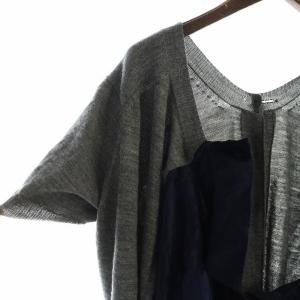 JUNYA WATANABE ロングワンピース 変形 ニット SS グレー ネイビー JT-O038