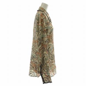 ETRO イタリア製 シャツ ブラウス 絹 シルク 長袖 花柄 総柄 44 L ベージュ オレンジ /XZ GY19