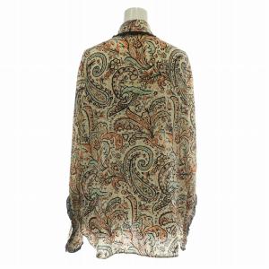 ETRO イタリア製 シャツ ブラウス 絹 シルク 長袖 花柄 総柄 44 L ベージュ オレンジ /XZ GY19