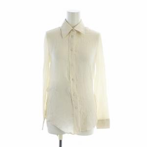 シャツ ブラウス 長袖 ロゴ ステンカラー GG 絹 シルク 36 XS アイボリー 661738 GY19